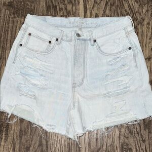American Eagle Outfitters Blue Jean Shorts Distressed High-Waisted